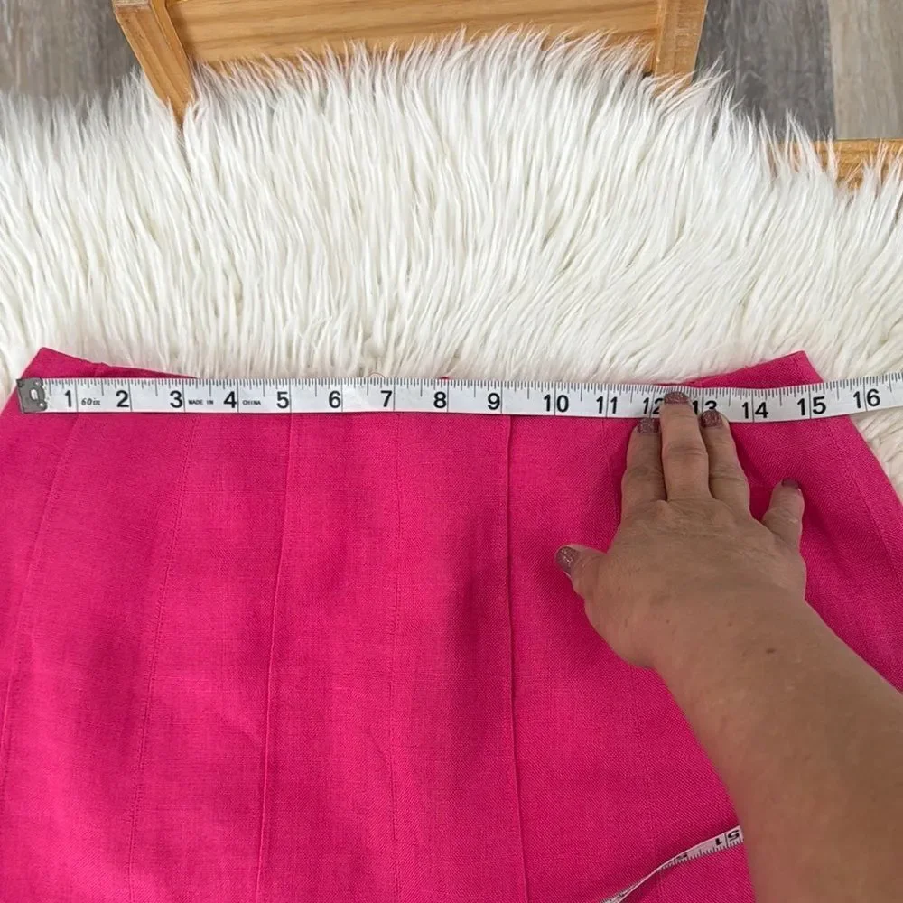 Talbots Elegant Fuchsia 100% Linen Skirt Size 8